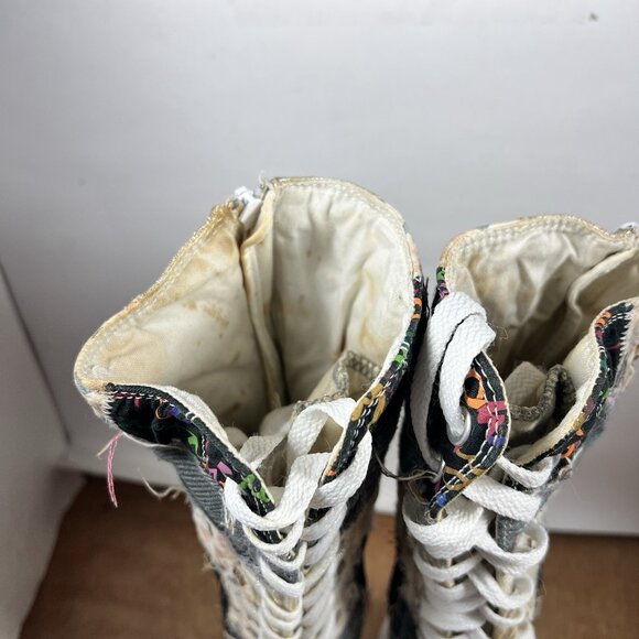 Converse Chuck Taylor Knee High Women Size 6 Patchwork Sneakers Back Zip - Picture 6 of 14